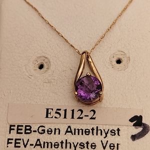 BNWOT - NOS - 10K YG GENUINE ROUND-CUT AMETHYST NECKLACE - HAS A TANGLE IN CHAIN